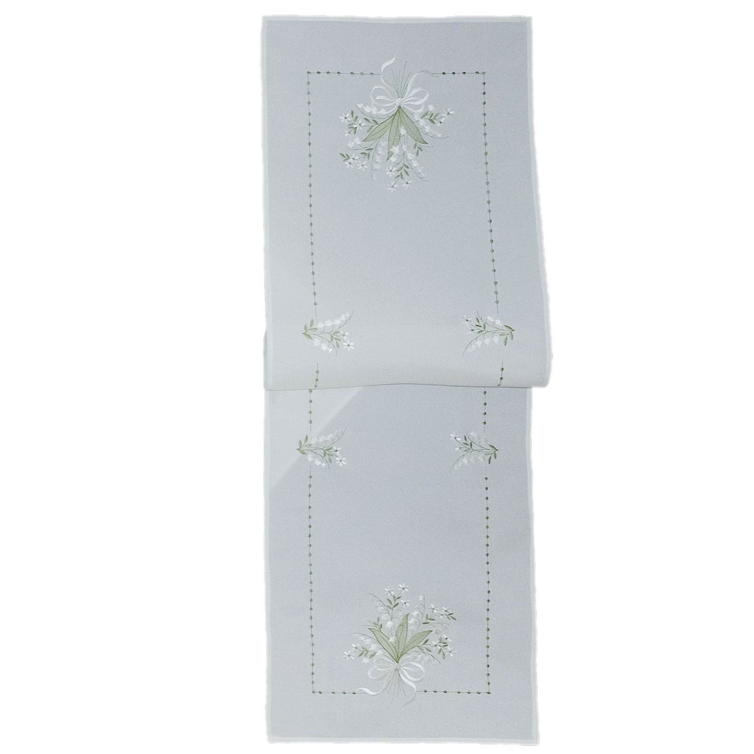 texpot Tischdecke Tischläufer Stickerei Maiglöckchen Frühling Deko (1-tlg)