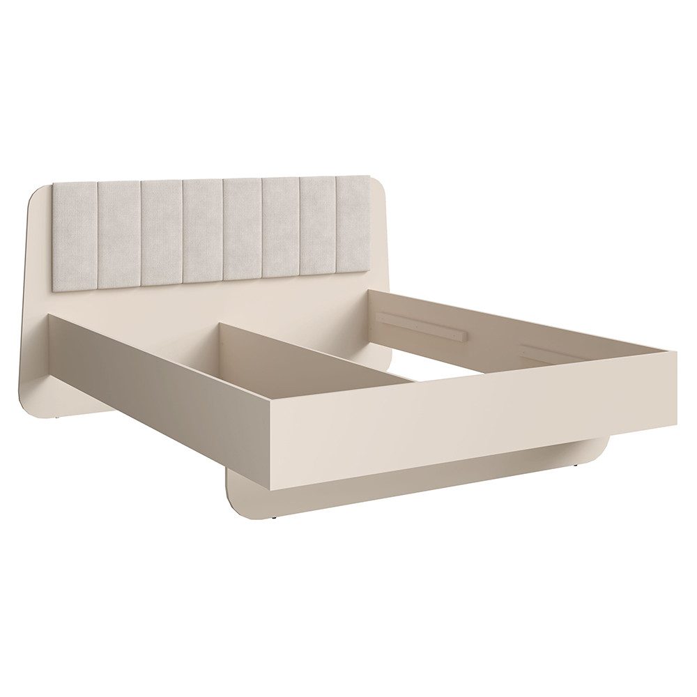 Lomadox Bettgestell LOUSADA-166, in beige mit Kopfteilpolster, Liegefläche 160x200 cm