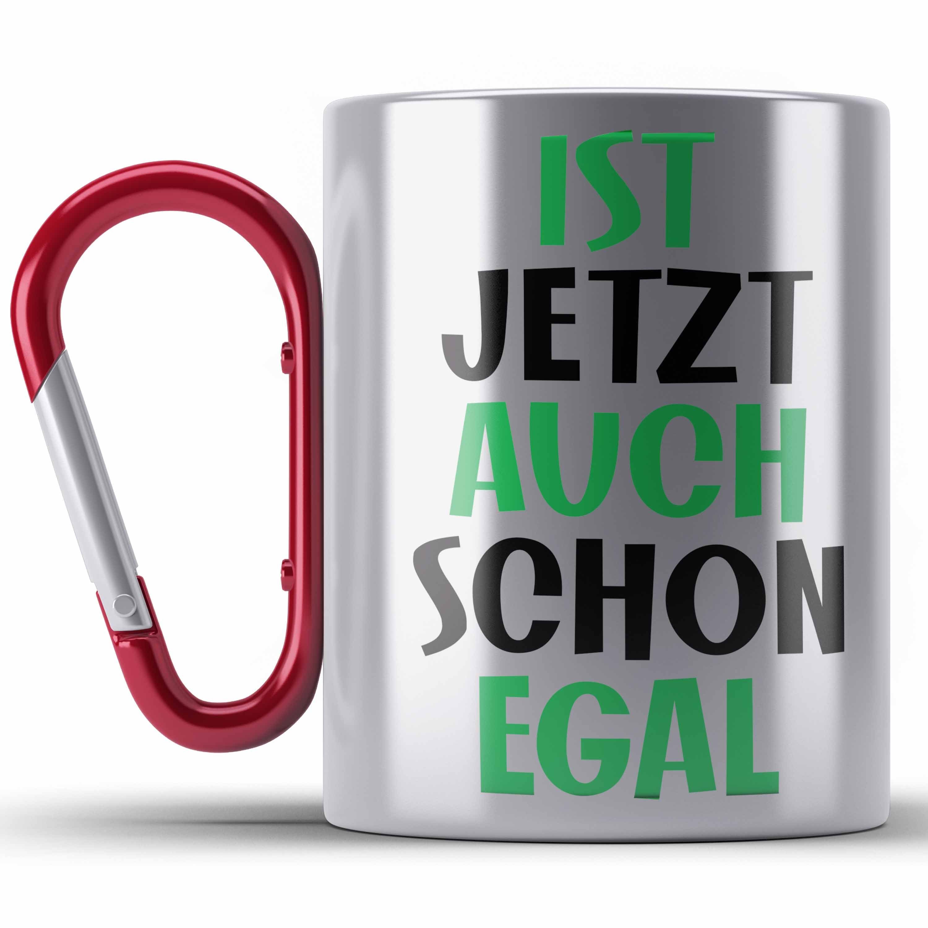 Trendation Thermotasse Edelstahl Tasse mit Spruch für Frauen Männer Mann Frau Ist Jetzt Auch Rot