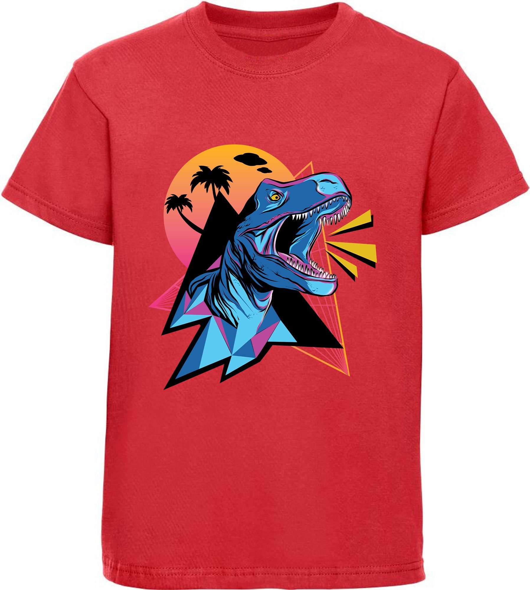 Print-Shirt bedrucktes Kinder T-Shirt Neon T-Rex
