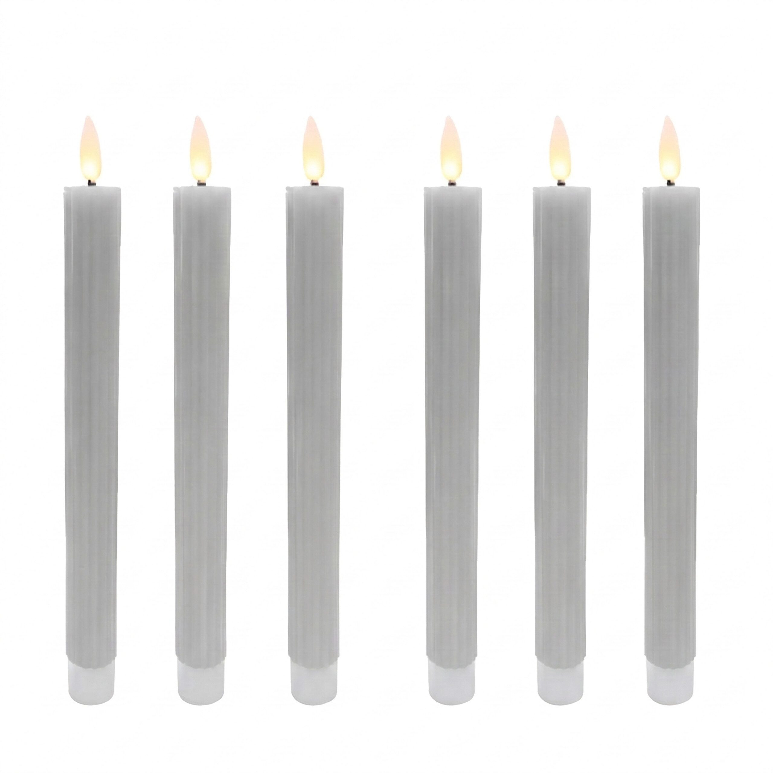 relaxdays LED-Kerze LED Stabkerzen 6er Set, Flackernde Flamme, LED, Warmweiß, Hellgrau