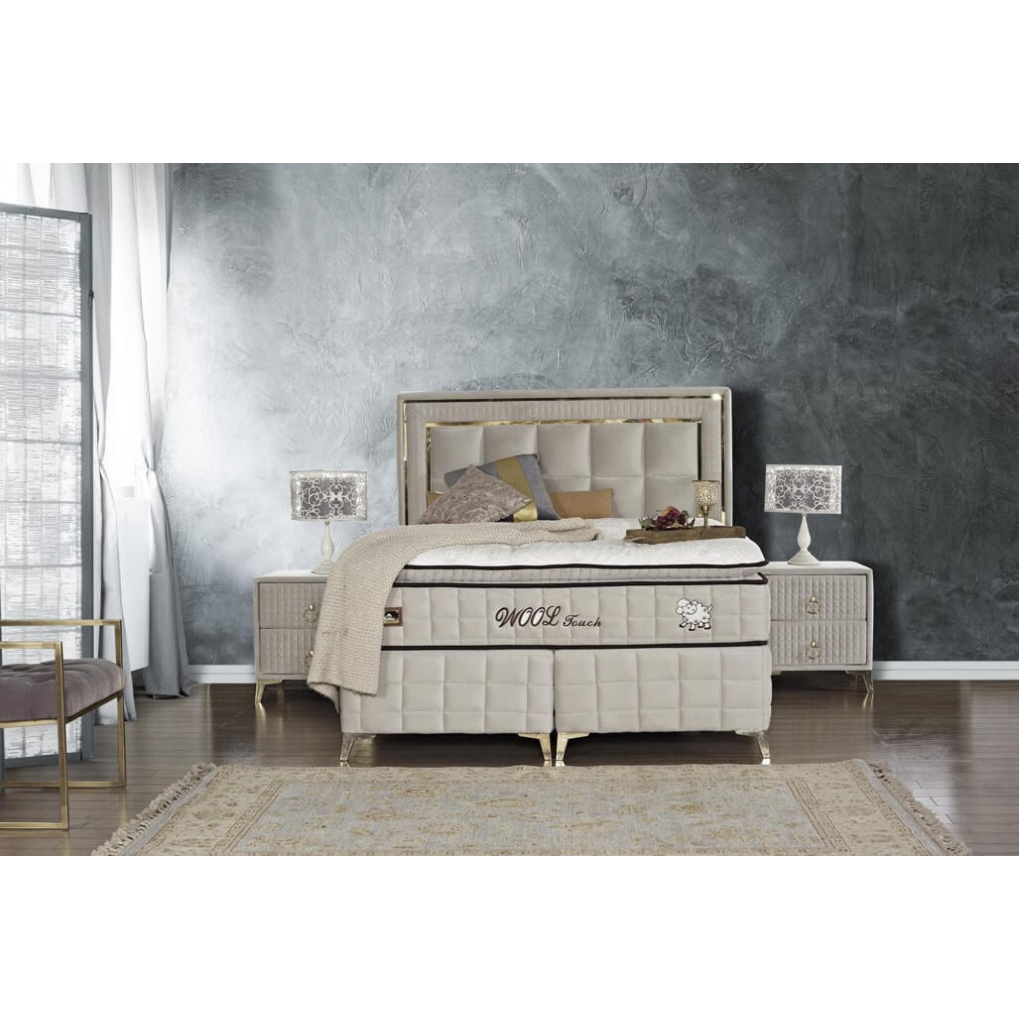 alesvelt Boxspringbett Wool-Touch Boxspringbett Set – Doppelbett mit Matrat günstig online kaufen