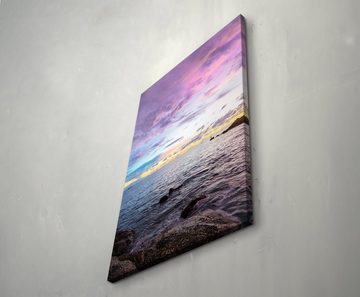 Sinus Art Leinwandbild Violetter Himmel am Meer - Leinwandbild