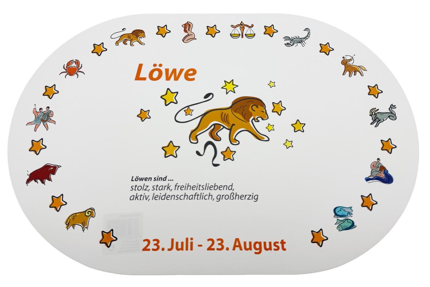 varivendo Tischdecke Platzmatte Löwe Schwarz, Tischset Sternzeichen 1 Stück (Stück 1-tlg, Platzmatte), Tischset Unterlage Dekoration Essmatte Sternzeichen