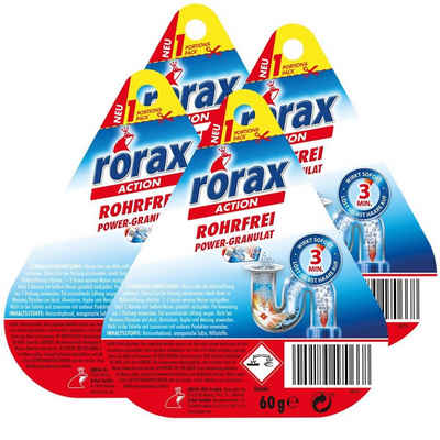 rorax 4x rorax Rohrfrei Power-Granulat Portionspack 60g - Wirkt sofort & lös Rohrreiniger