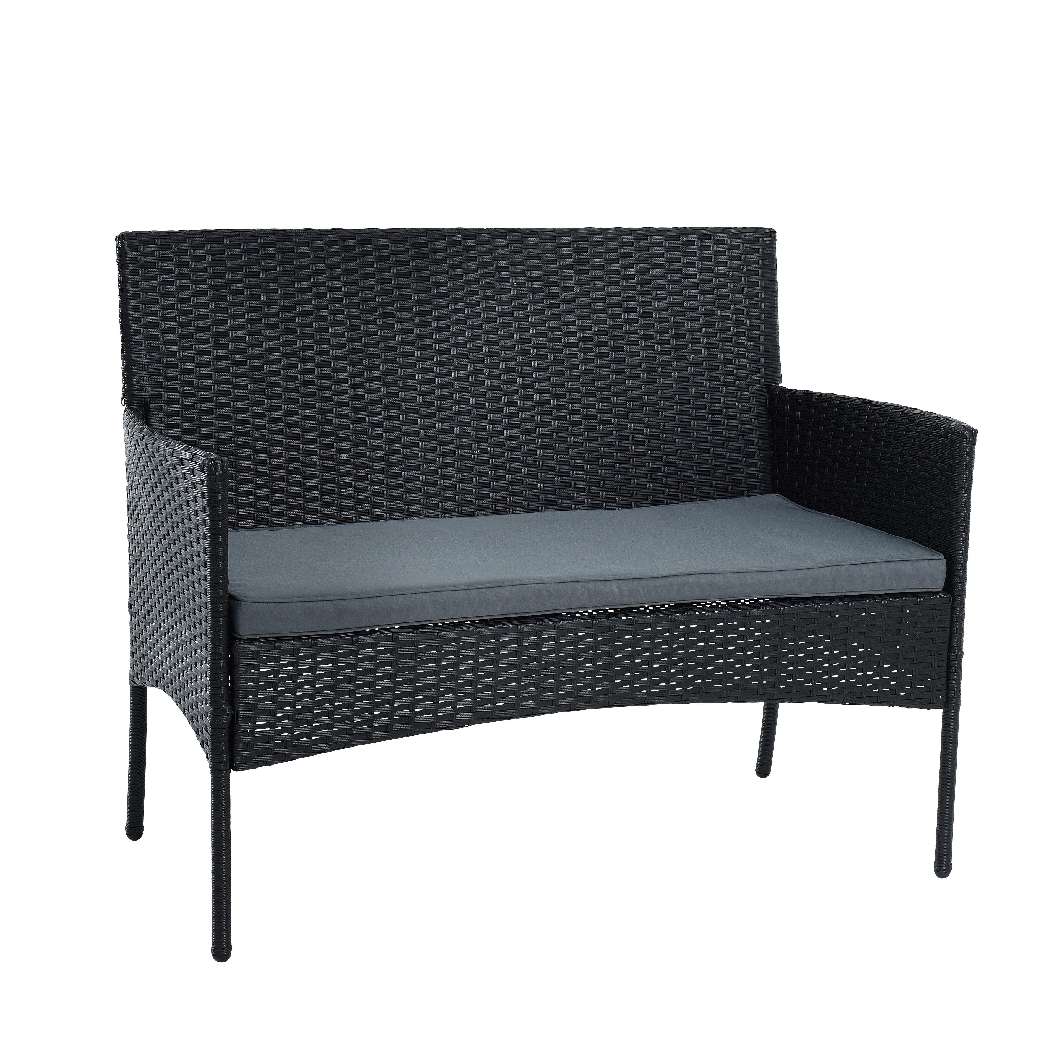 ESTEXO Sitzgruppe Polyrattan Gartenmöbel Set 4-teilig Flechtdesign Rattan Gartenset