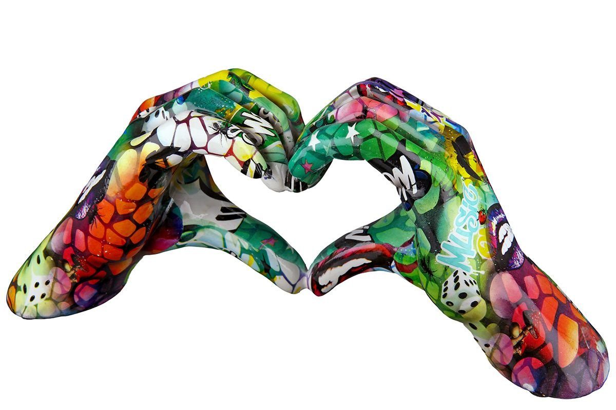 MF Dekoobjekt Hand Skulptur Love Street Art Dekofigur Herzform Urban Figur Graffiti