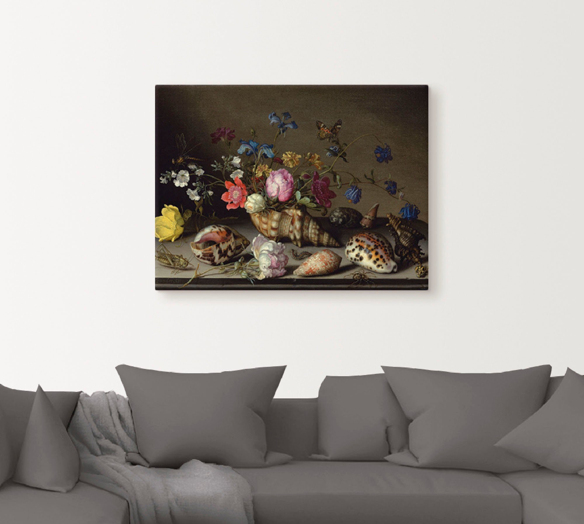 oder versch. Wandaufkleber Wandbild Insekten, und Artland (1 Poster als Leinwandbild, in St), Arrangements Muscheln Blumen, Größen