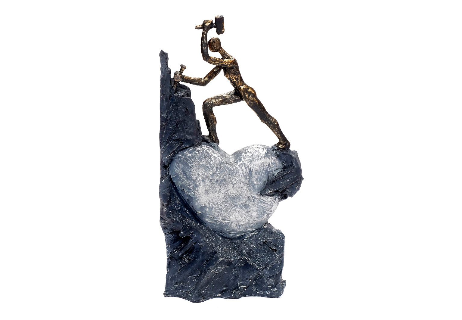 Moderne Love Brillibrum Herz Poly Skulptur Valentin aus Herz Deko Liebe Polystone aus bronzefarben Dekofigur Figur