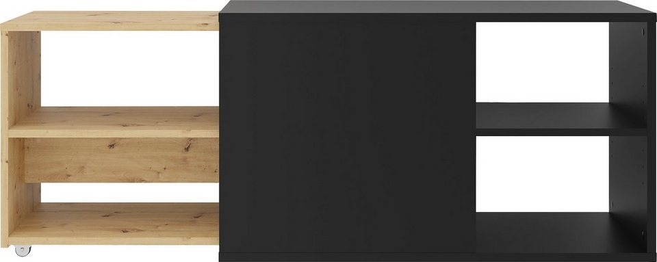 FMD TV-Board Slide, ausziehbar auf 129 cm, melaminharzbeschichtete  Oberfläche (pflegeleicht)