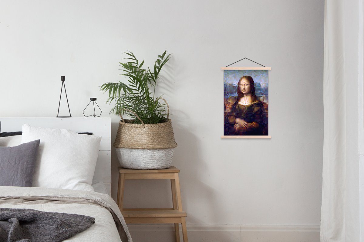 MuchoWow Poster Mona Lisa DaVinci Pixel, - Leonardo Bilderleiste, für St), Wohnzimmer, Textilposter - Posterleiste, Magnetisch (1