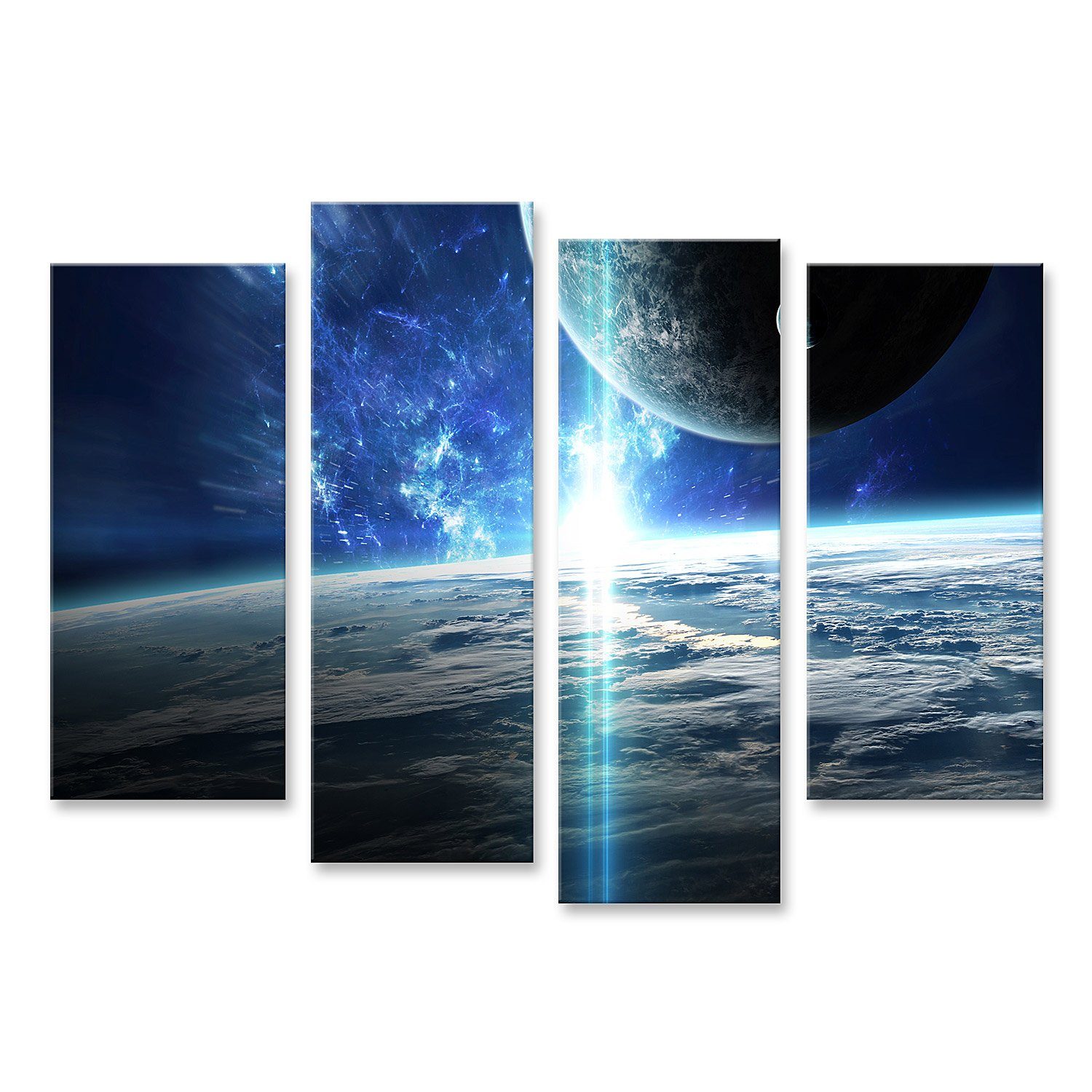 islandburner Leinwandbild Bild auf Leinwand Universum Szene mit Planeten Sterne und Galaxien Rau
