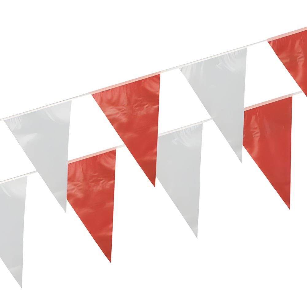 PAPSTAR Girlande Wimpelkette, Folie 10 m rot/weiss wetterfest