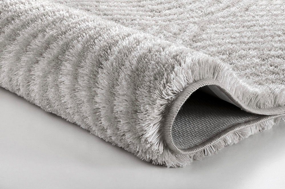 Kleine Wolke Badematte Calma, Badvorleger, Badezimmer Teppich, Höhe 30 mm, rutschhemmend beschichtet, fußbodenheizungsgeeignet, Polyacryl, quadratisch, Badteppich, Wellen Design