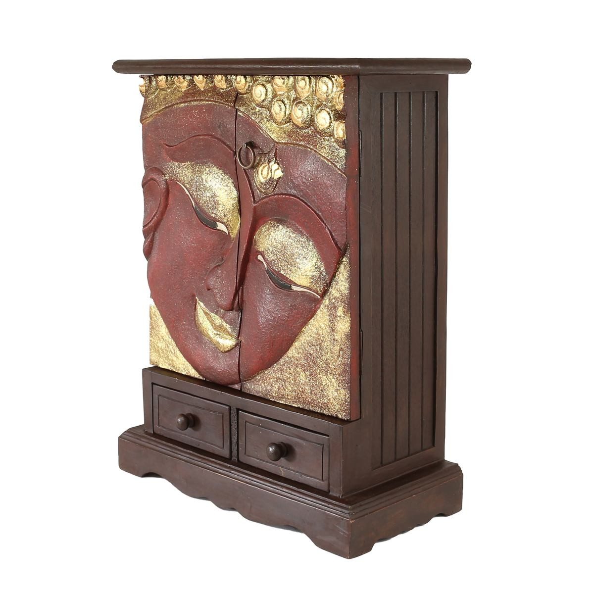 Oriental Galerie Mehrzweckschrank Buddha Schrank Rot 70 cm (1-St) Flurschrank, Asiatische Möbel
