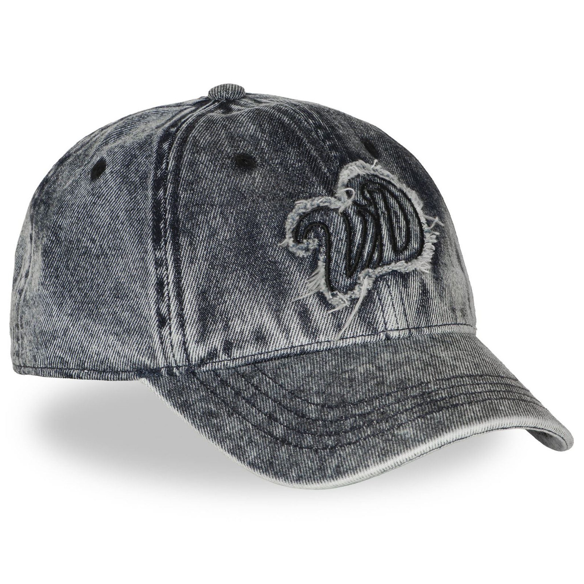 Von Dutch Baseball Cap Von Dutch Originals Dad Cap - DENIM VD PATCHES Fringe (Basecap, Basecap, Dad Cap) Used-Look