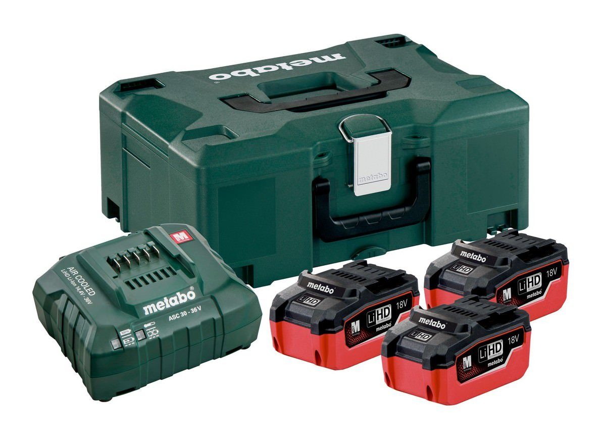 metabo Akku Starter-Set, Basis-Set Akkuset 3 x 5,5 Ah LiHD im Metaloc Koffer