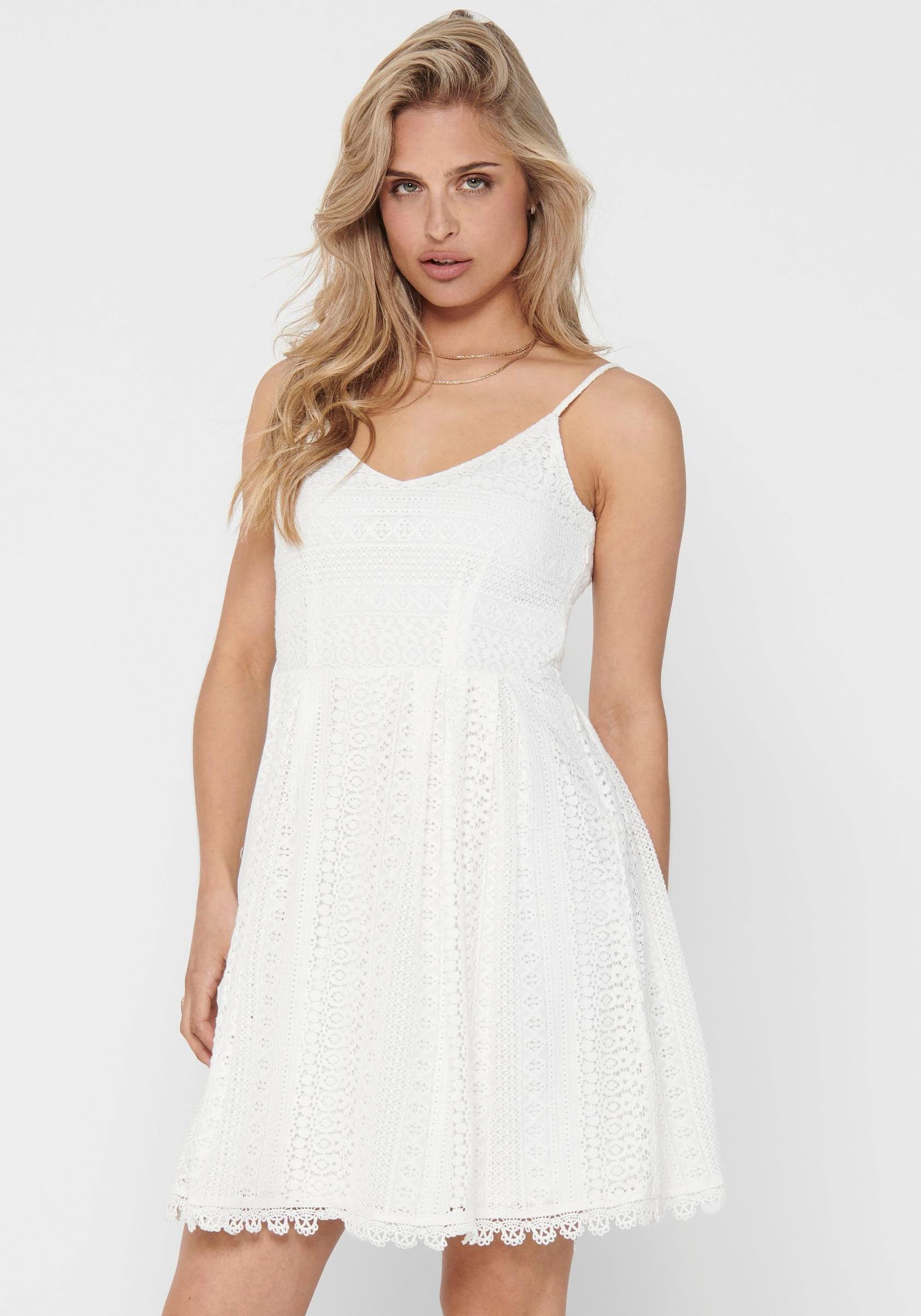 ONLY Trägerkleid ONLHELENA LACE S/L SHORT DRESS WVN mit Spitzen-Detail mehr