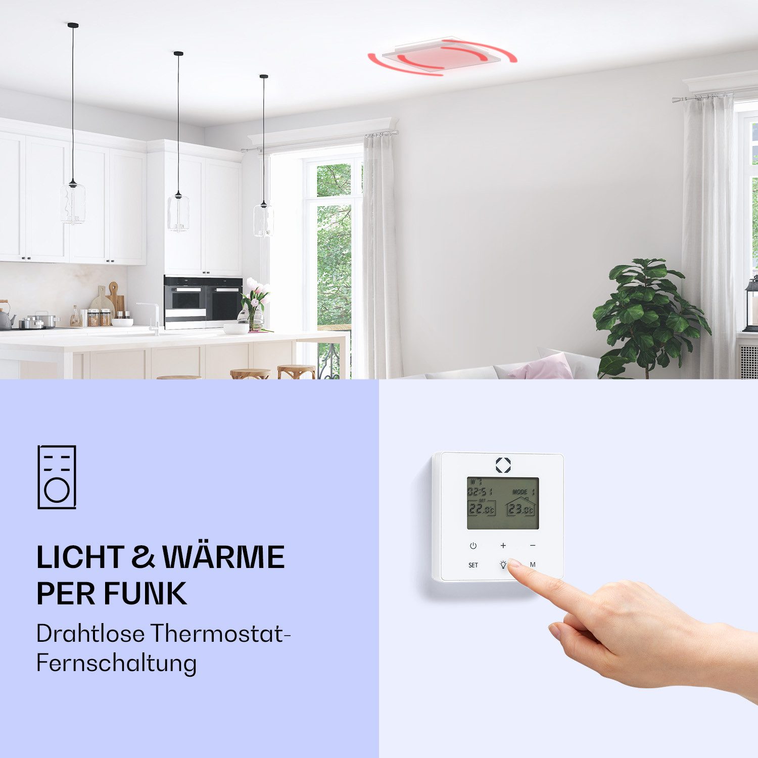 Klarstein Heizkörper Wondersky, elektrischer Infrarot Heizung mit Thermostat Wärmestrahlung