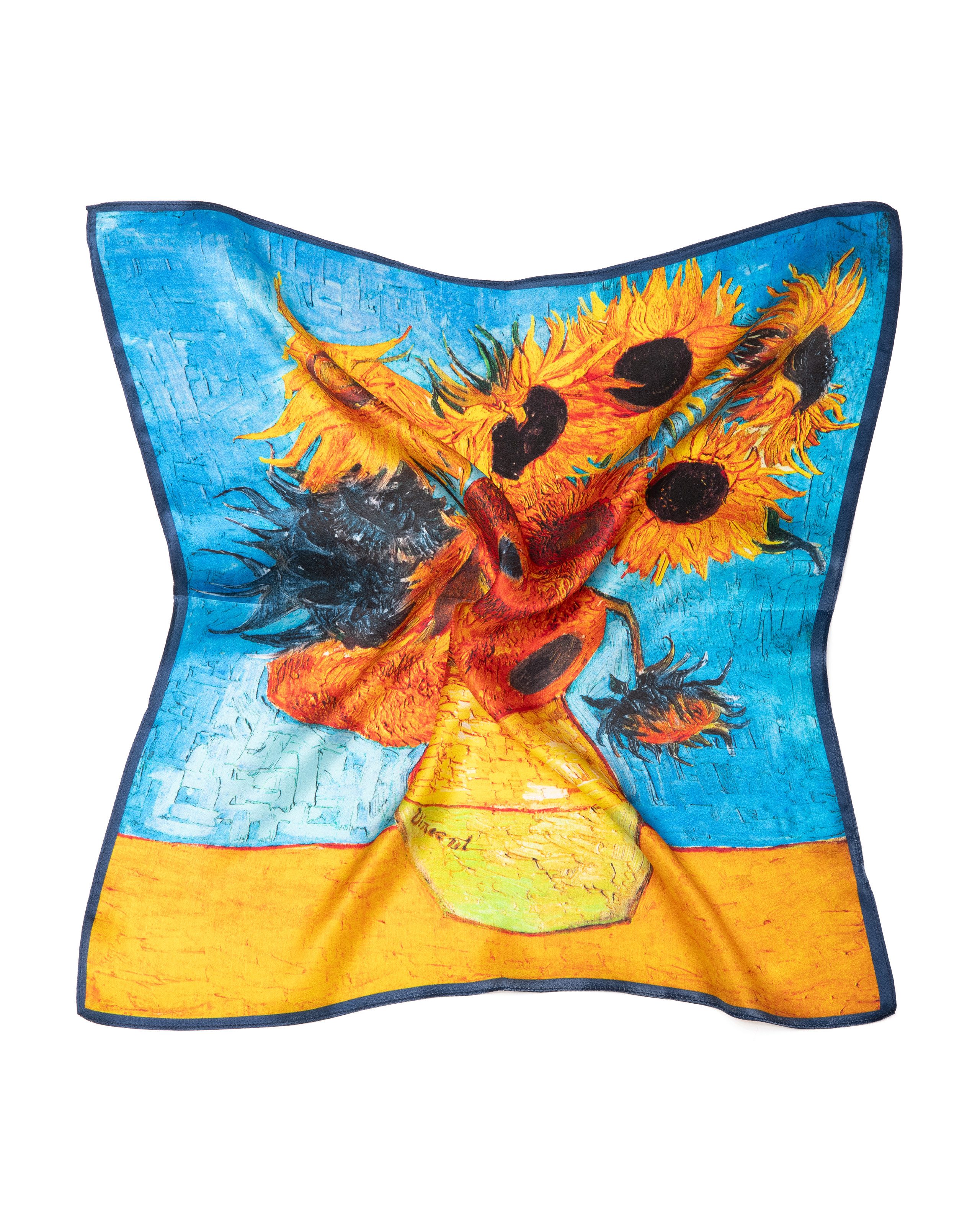 MayTree Seidentuch quadratisch Vincent 53x53 Sonnenblume, (Stück), 100% Seide
