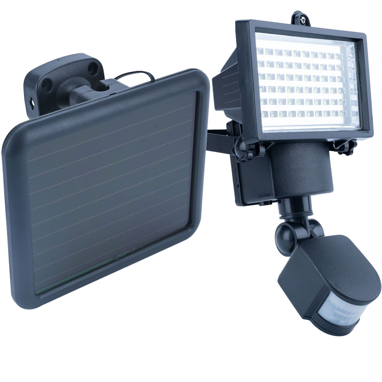 Casativo LED Außen-Wandleuchte Solar LED Wandfluter für Außen 12W 750 Lumen IP44 mit PIR-Sensor 180°, LED, Reichweite 2 bis 18 m, PIR + Dämmerungssensor 180° schwenkbar 12 W
