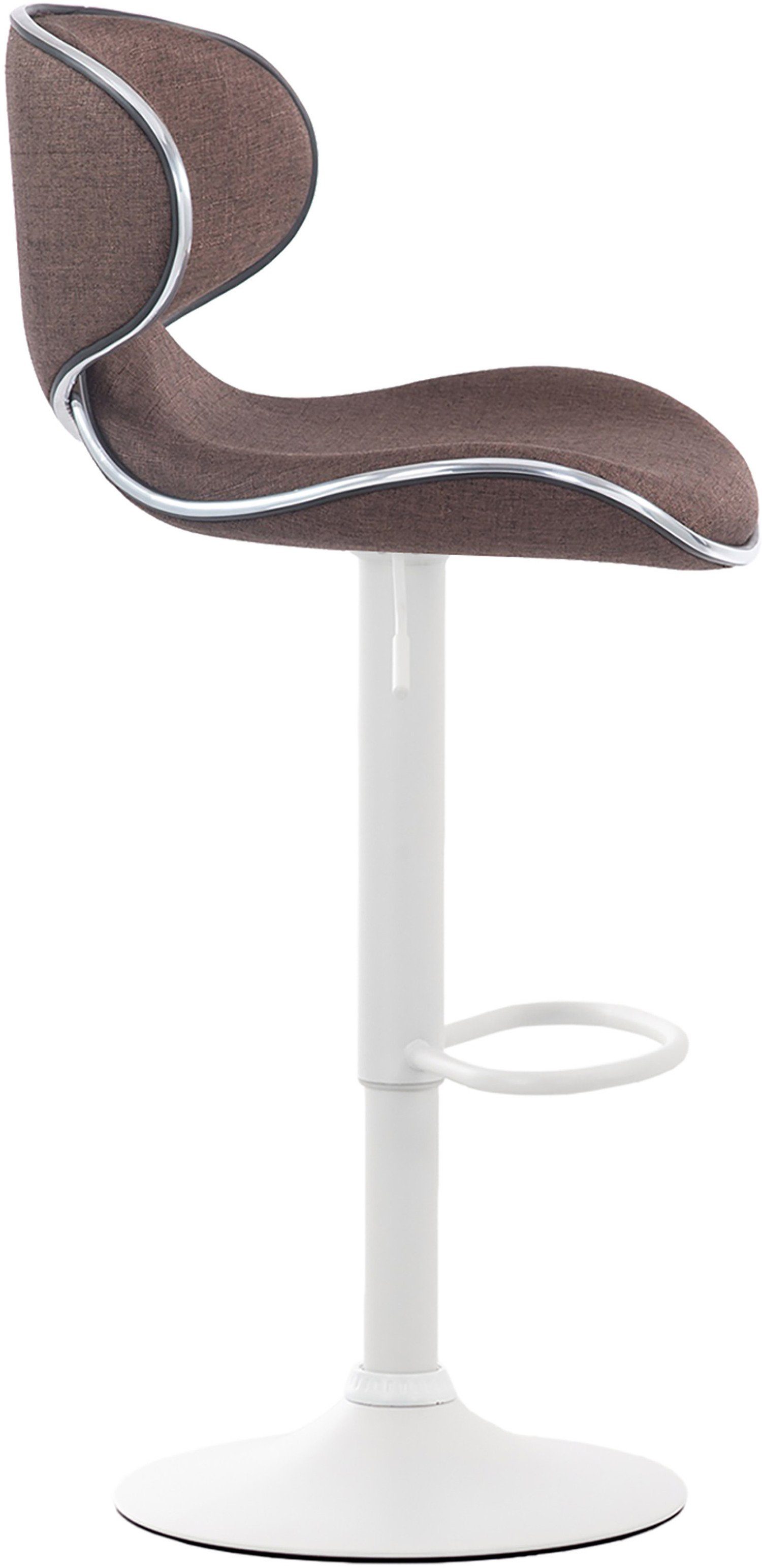 hoher - 360° Gestell: Stoff (mit Barhocker Hocker TPFLiving - Sitzfläche: weiß Braun für - Küche), drehbar - Theke Metall höhenverstellbar & Rückenlehne Las-Palmas