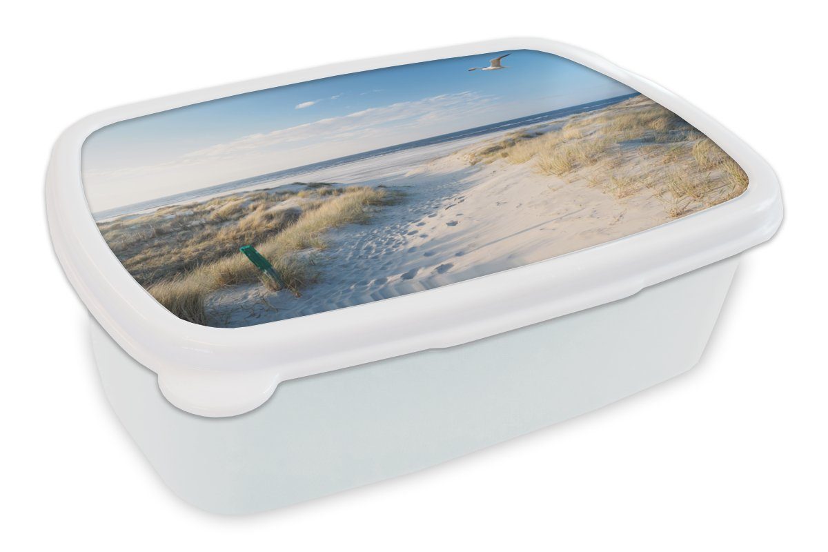 Kinder Sonne, Brotbox Kunststoff, Möwe (2-tlg), - für und Meer und Erwachsene, weiß - - MuchoWow Mädchen für Strand Lunchbox Düne Brotdose, Jungs -
