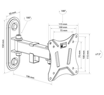 Schwaiger 719390 TV-Wandhalterung, (bis 29 Zoll, neigbar, schwenkbar, bis 25kg, bis 100x100mm, integrierte Kabelführung, schwarz)