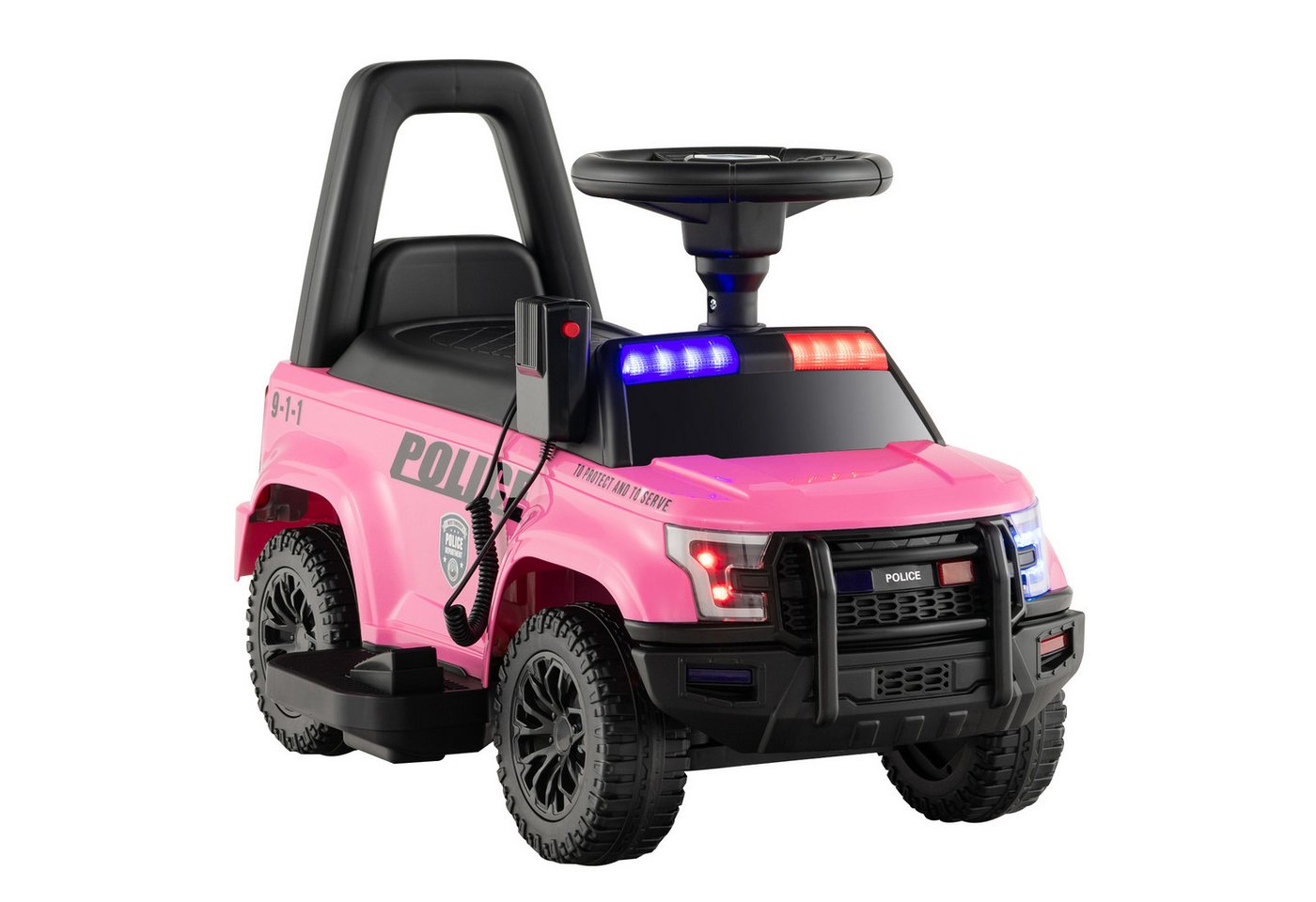 COSTWAY Elektro-Kinderauto 6V Polizei Spielzeugauto, mit Stauraum