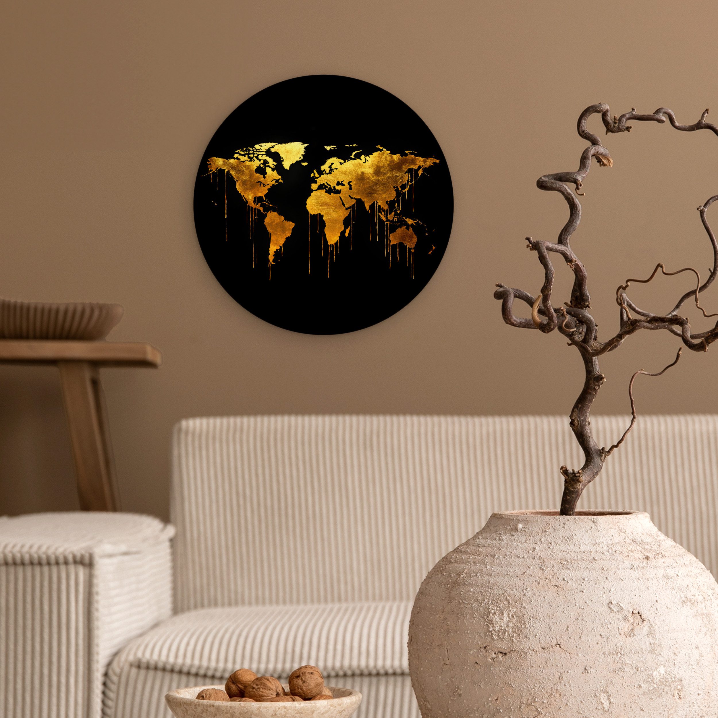 MuchoWow Gemälde Weltkarte - Gold - günstig online kaufen