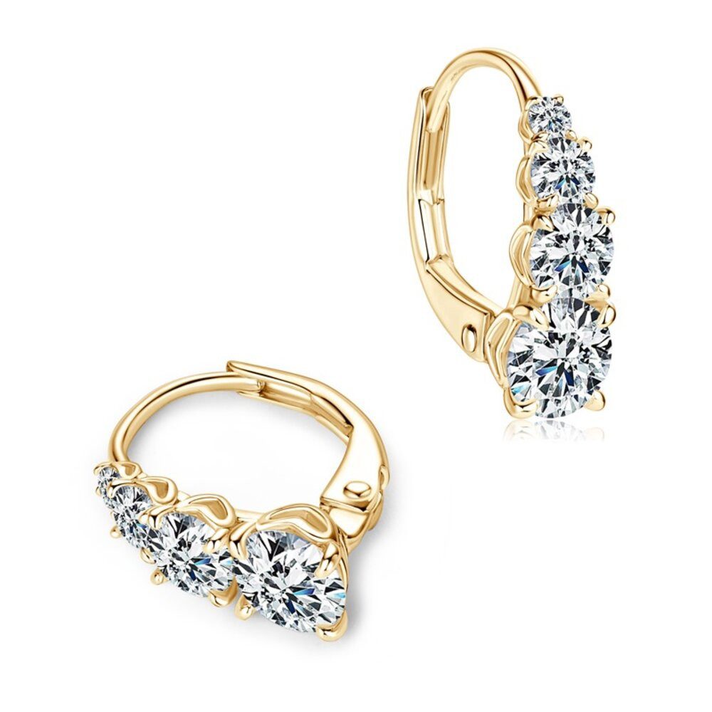 ROUGEMONT Paar Creolen Funkelnde Moissanit Damen Creolen Ohrringe 18K Gold, Echtschmuck mit Zertifikat