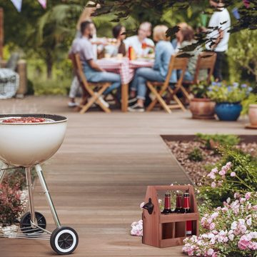 relaxdays Flaschenkorb Bierträger aus Holz mit Flaschenöffner