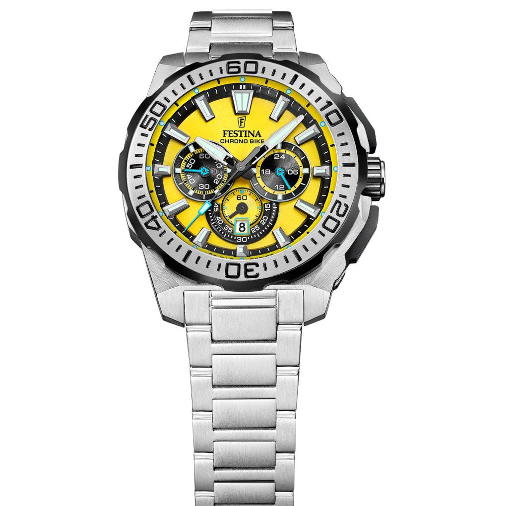 Festina Chronograph Chrono Bike – Herrenuhr, 45,5 mm, Edelstahlarmband, gel günstig online kaufen