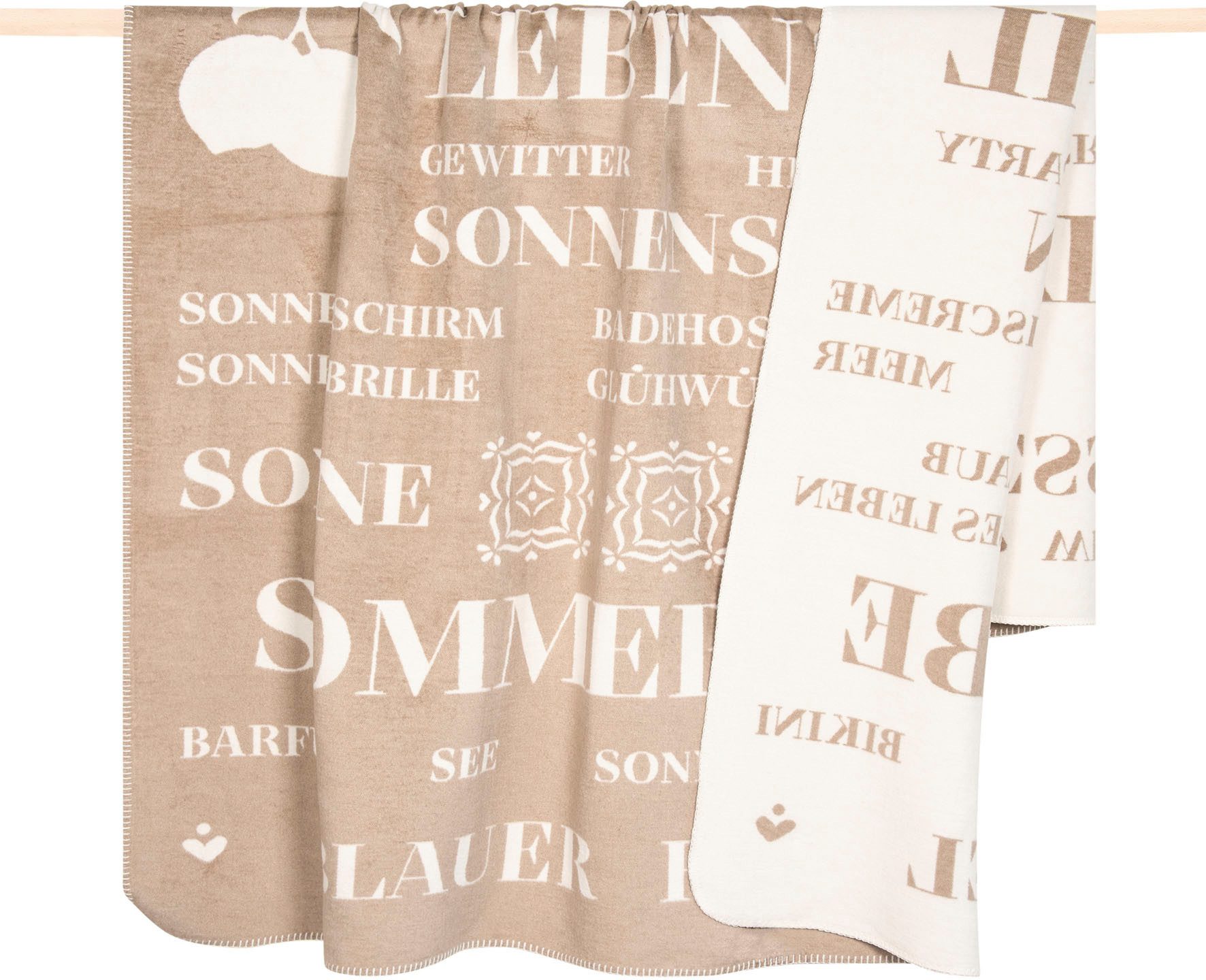 Wohndecke EVITA, PAD, Made in Europe, Wendefunktion, mit Schriftzug, 150x200 cm