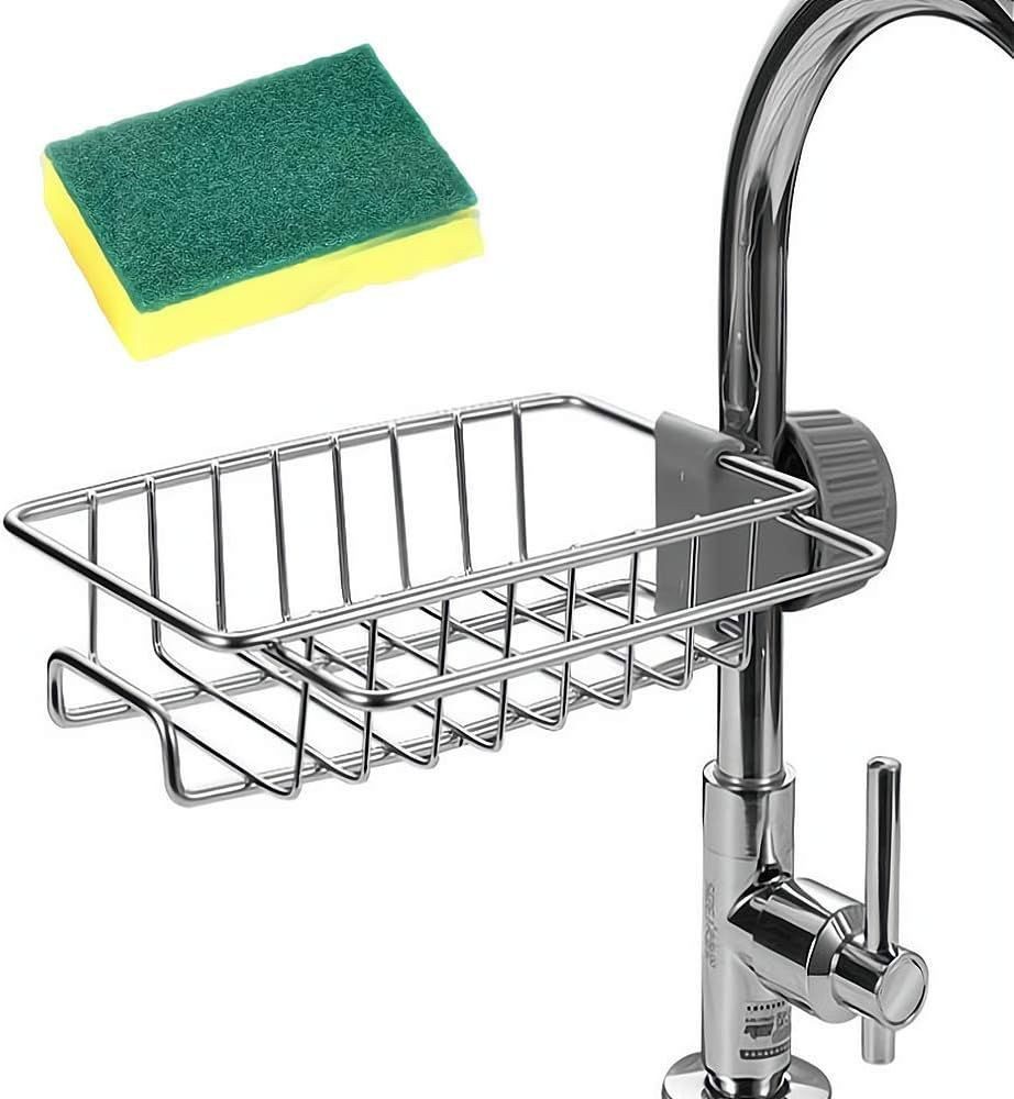 Aufbewahrungsbox Edelstahl Spülbecken Ablage Schwamm Halter Seifenablauf Küche DE.