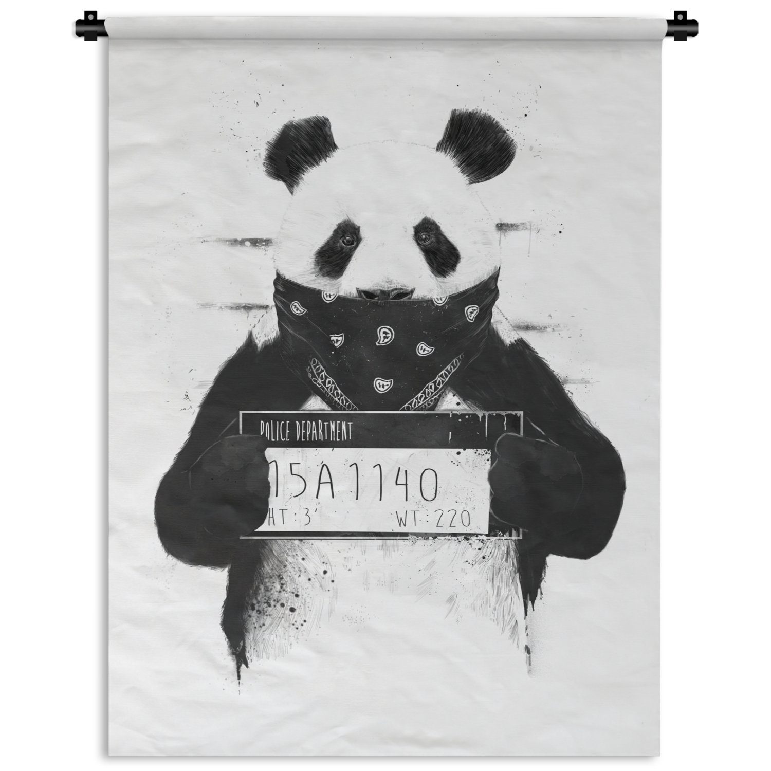 der - an Wanddekoobjekt Schlafzimmer Wohnzimmer, Kriminell für Deko Tapisserie, - Stoff MuchoWow Panda Tiere, Wand, -