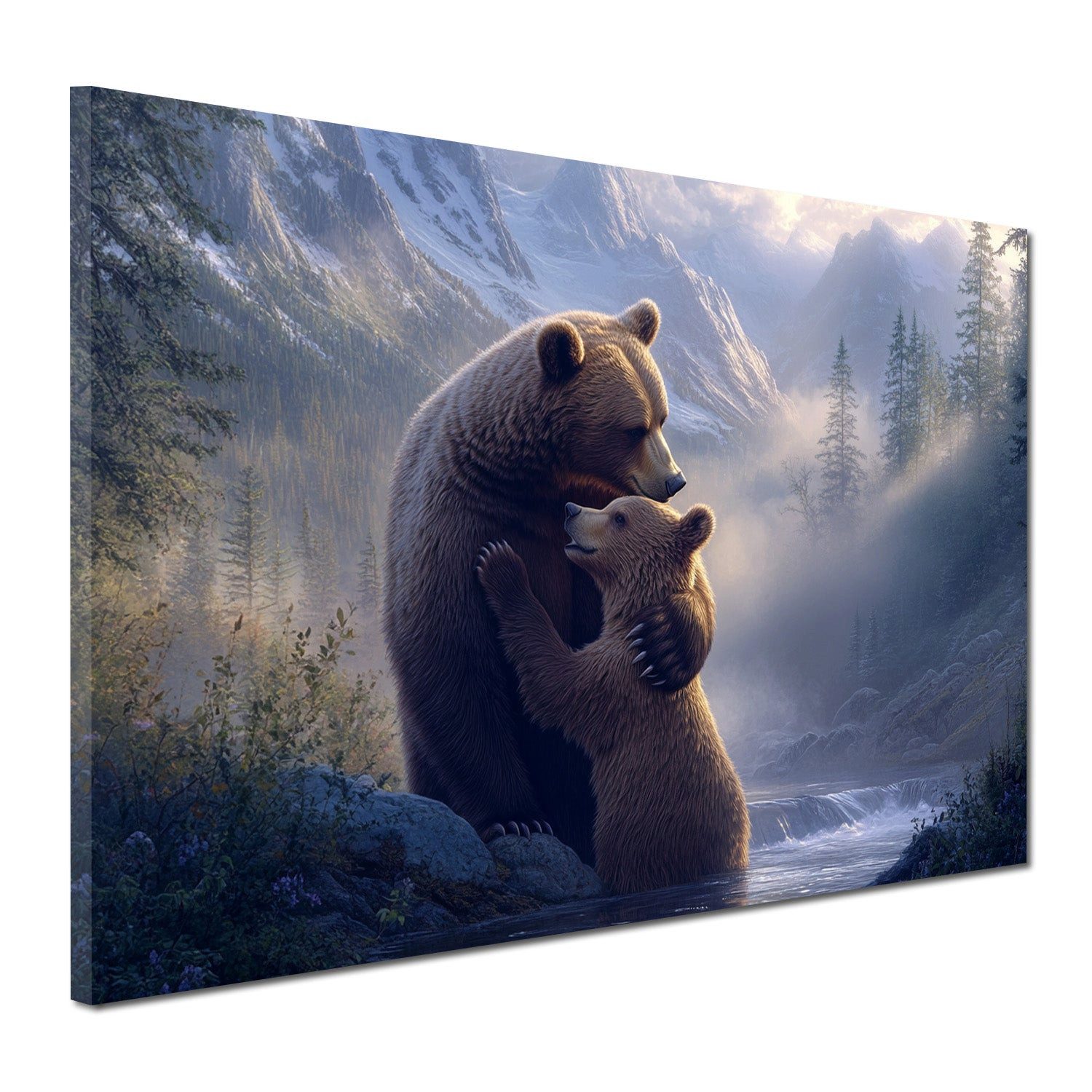 Artedinoi Leinwandbild Bärenliebe Zärtlichkeit Wildnis Wandbild Leinwandbild Kunstdruck XL Wa, Bärenpaar, zärtlich