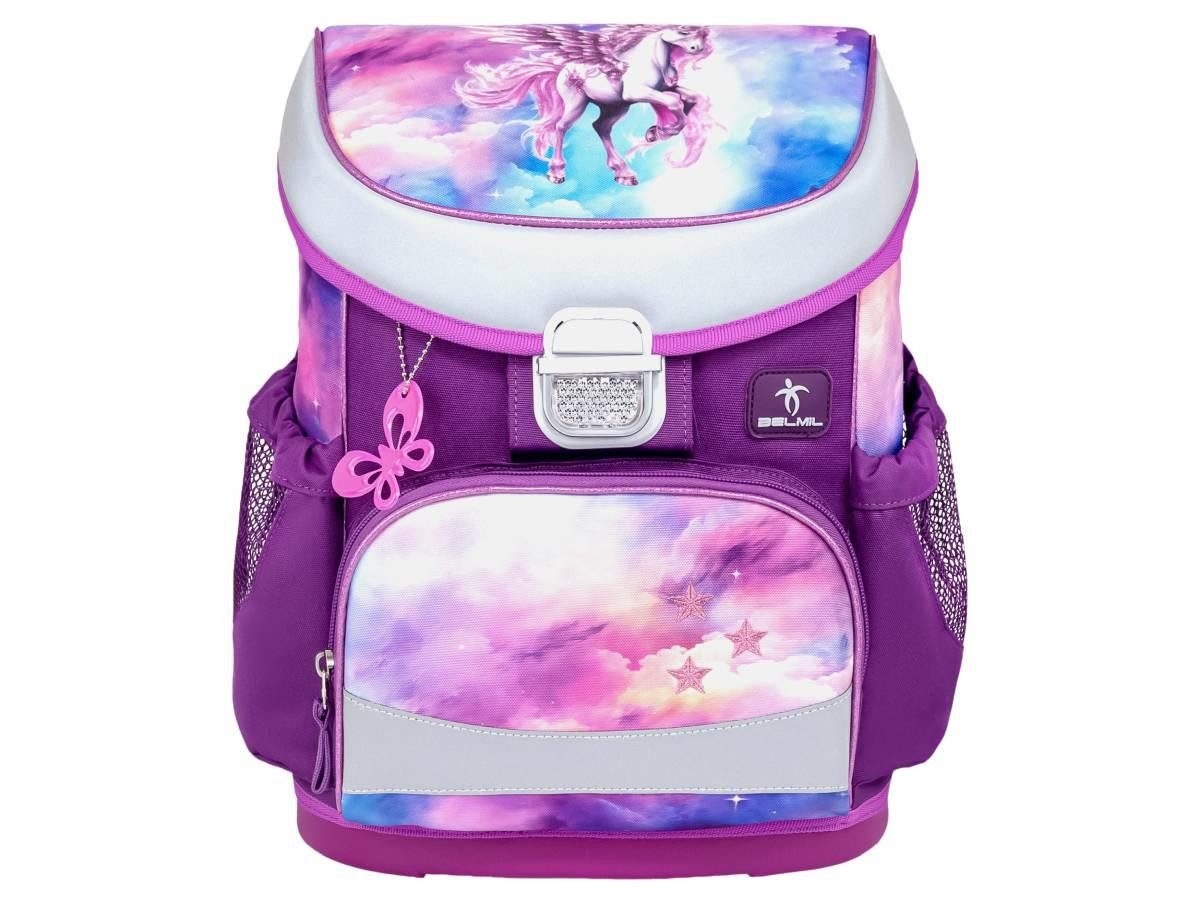 Belmil Schulranzen Mini-Fit 2026 (Set, 4-tlg., mit Sportbeutel, Federtasche, Schlamper, Brustgurt), Pegasus, Grundschule, Einschulung, für Mädchen