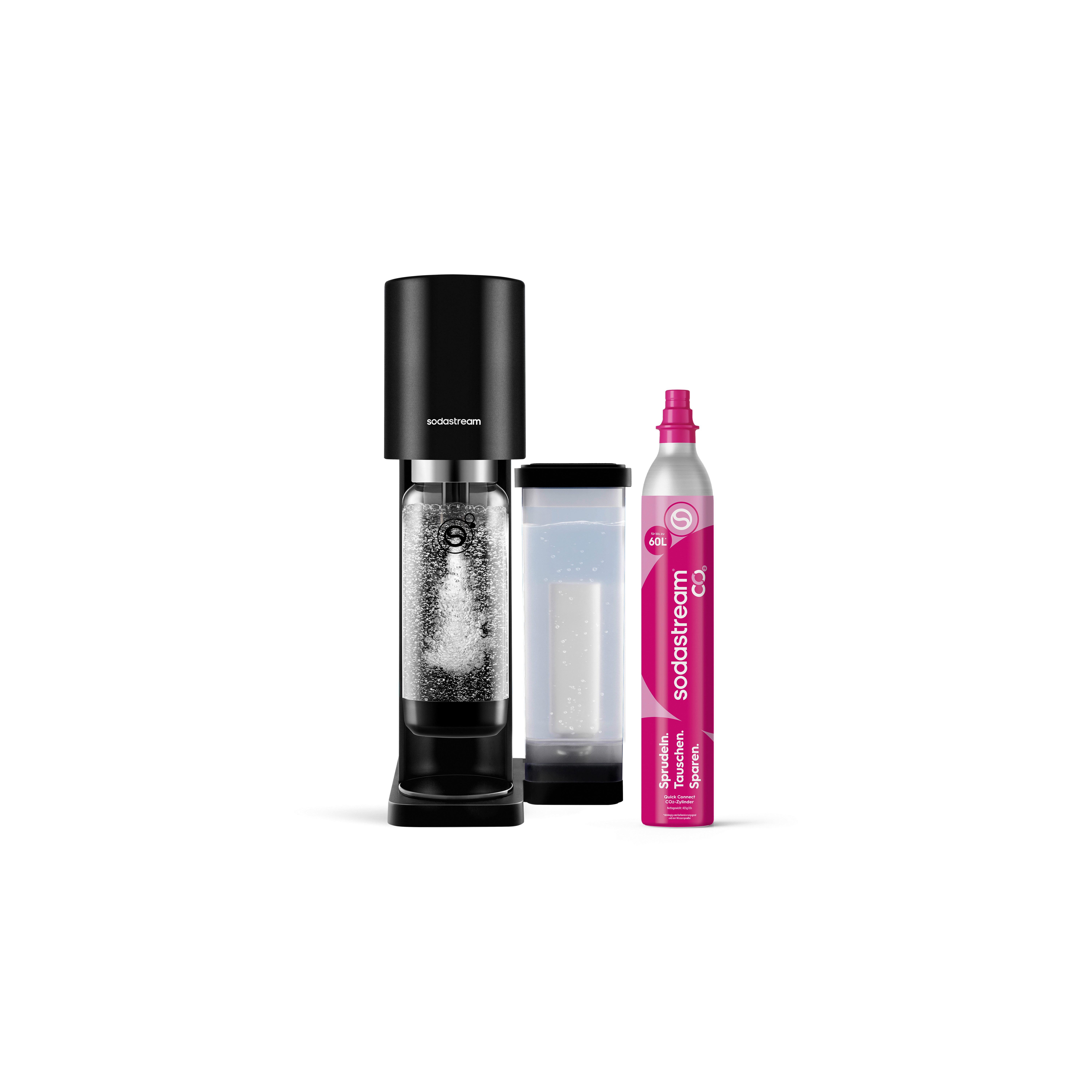 SodaStream Wassersprudler FRESH PURE Wassersprudler schwarz, Standard Pack, (Set, 5-tlg), Mit Filter und Tank