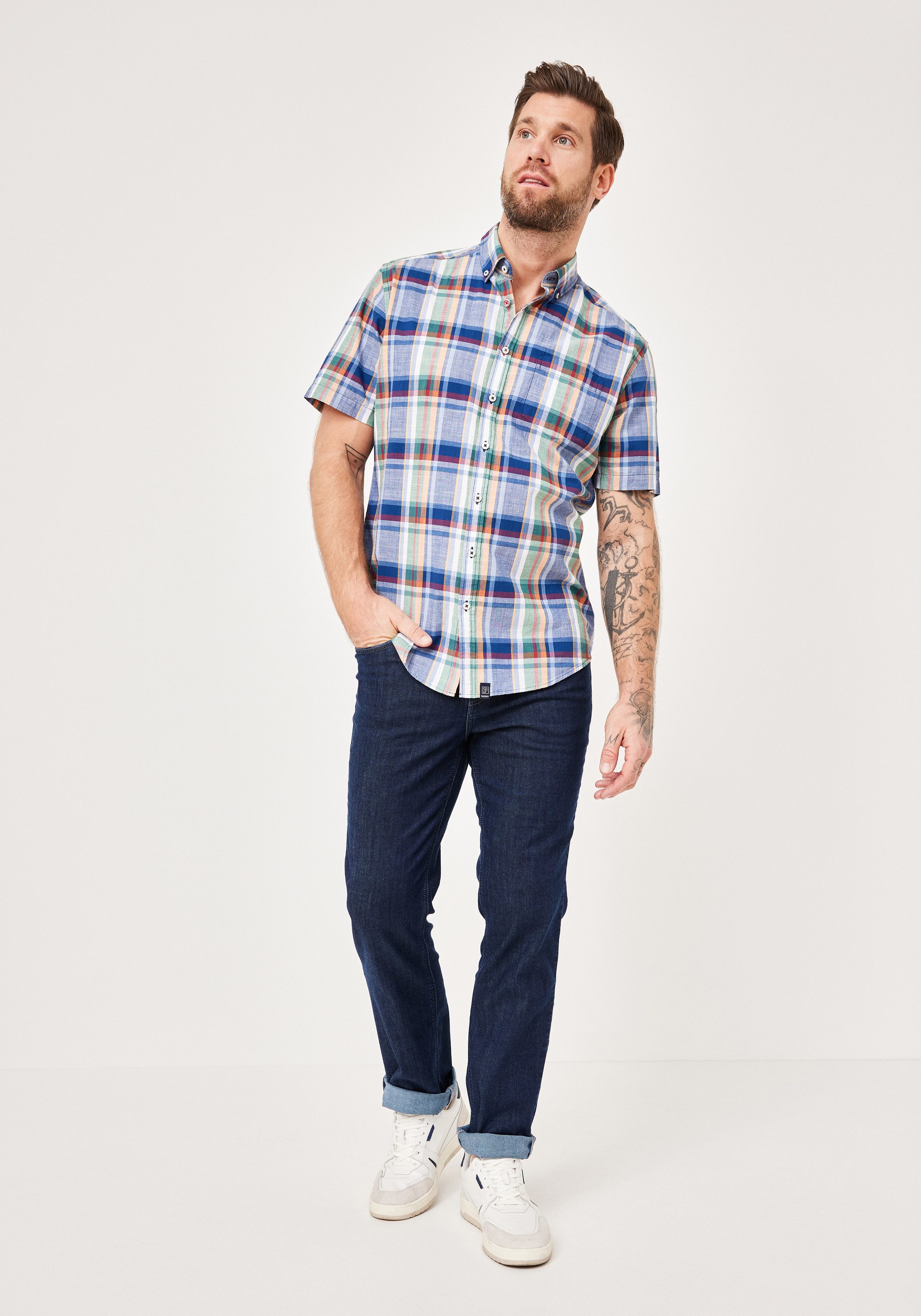 Paddock's Kurzarmhemd Freizeithemd mit Kurzarm aus reiner Baumwolle