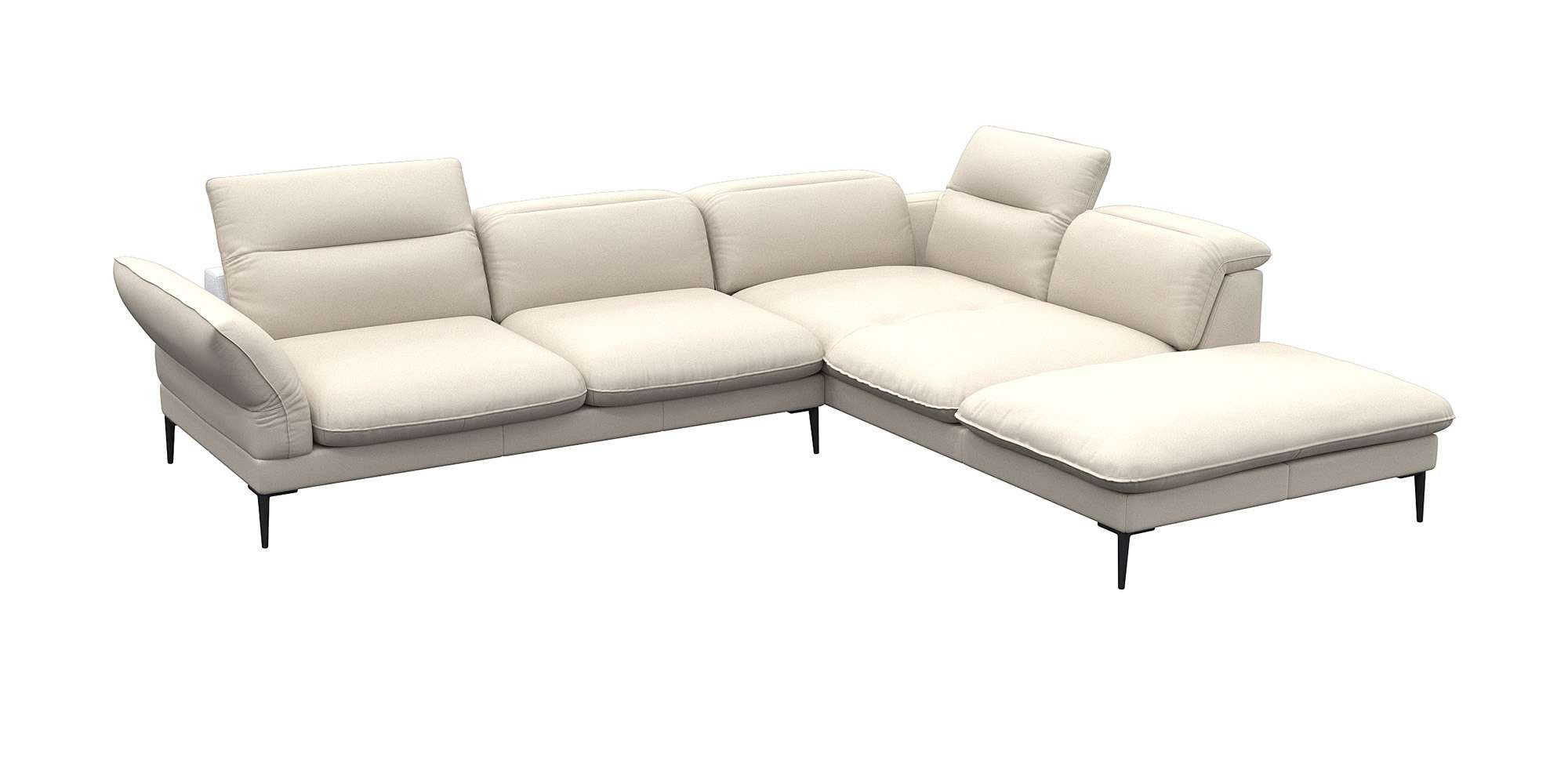 FLEXLUX Ecksofa Salino, Funktionssofa mit Ottomane, Relaxsofa, Ecksofa, Sofa mit Arm- und Kopfteil-Verstellungen, Kaltschaum & Stahl-Wellen