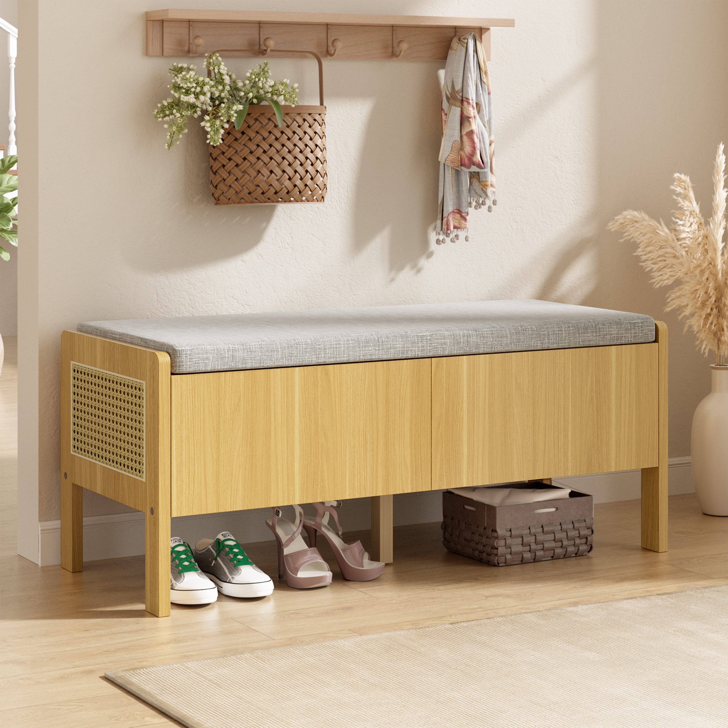 Sitzbank Schuhbank mit Sitzkissen und 2 Schubladen