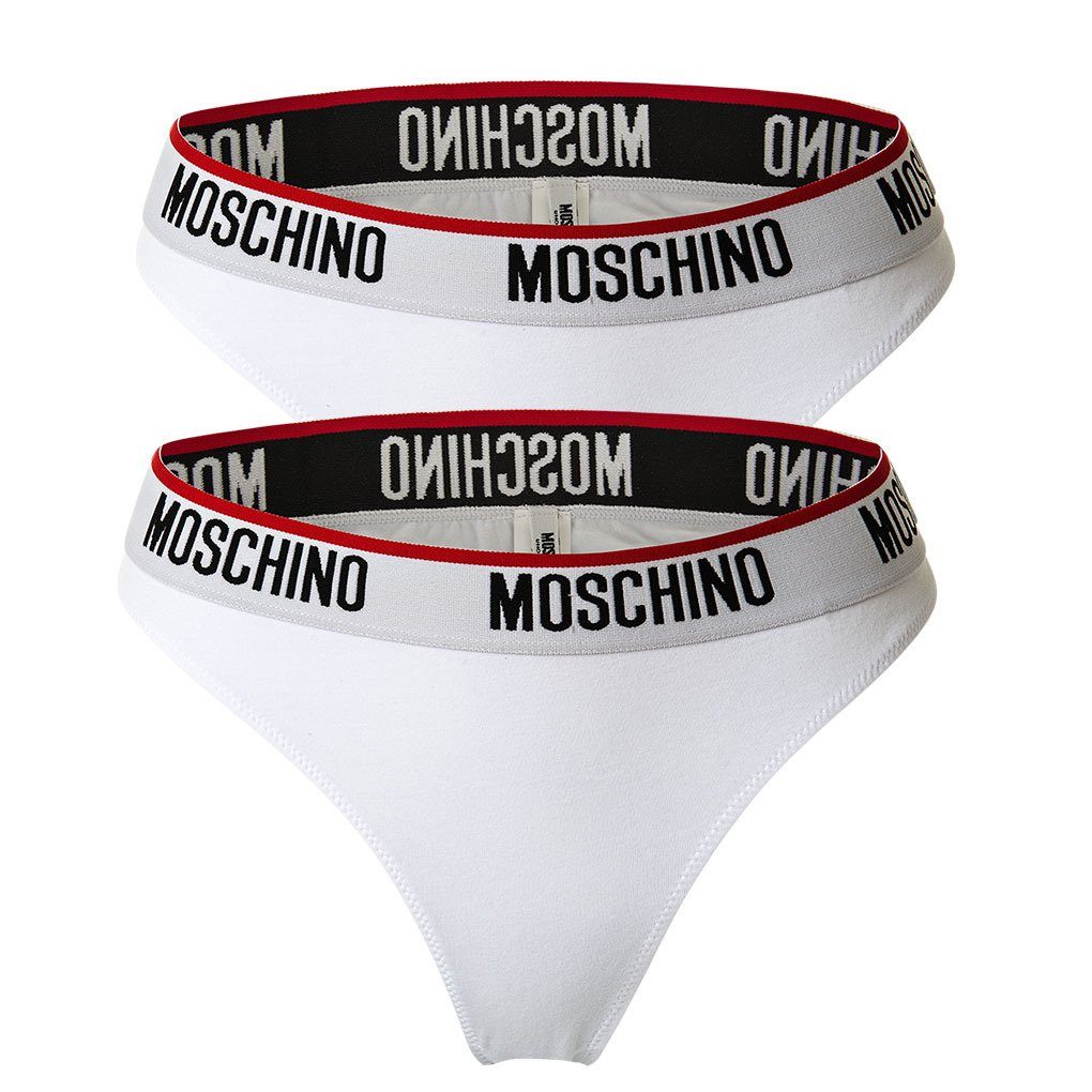 Moschino String Damen Strings 2er Pack - Slips, Unterhose, Cotton Weiß