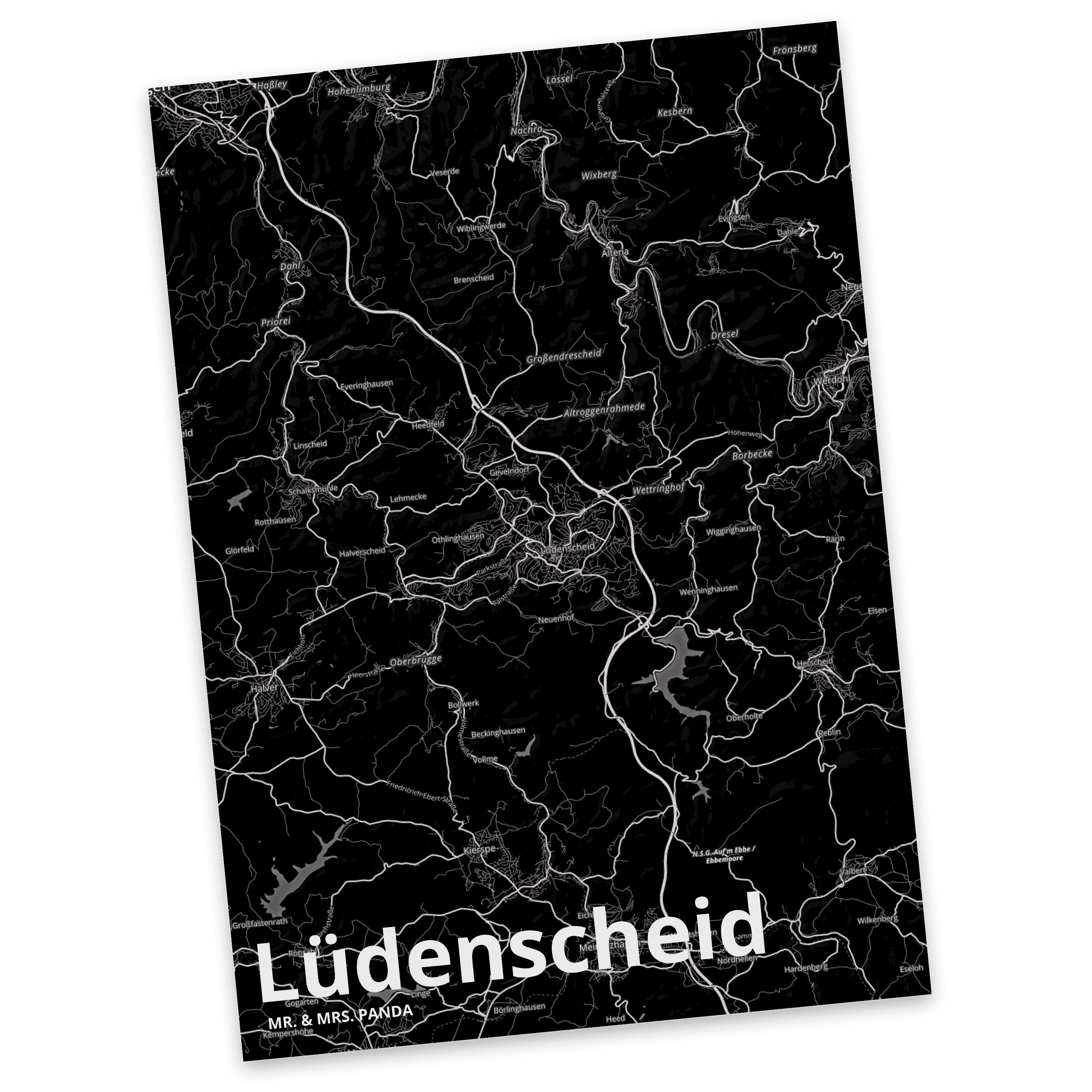 Mr. Postkarte Geschenk, Karte Landkarte Dorf Mrs. Panda & Karte, - Stadtpl Stadt Map Lüdenscheid