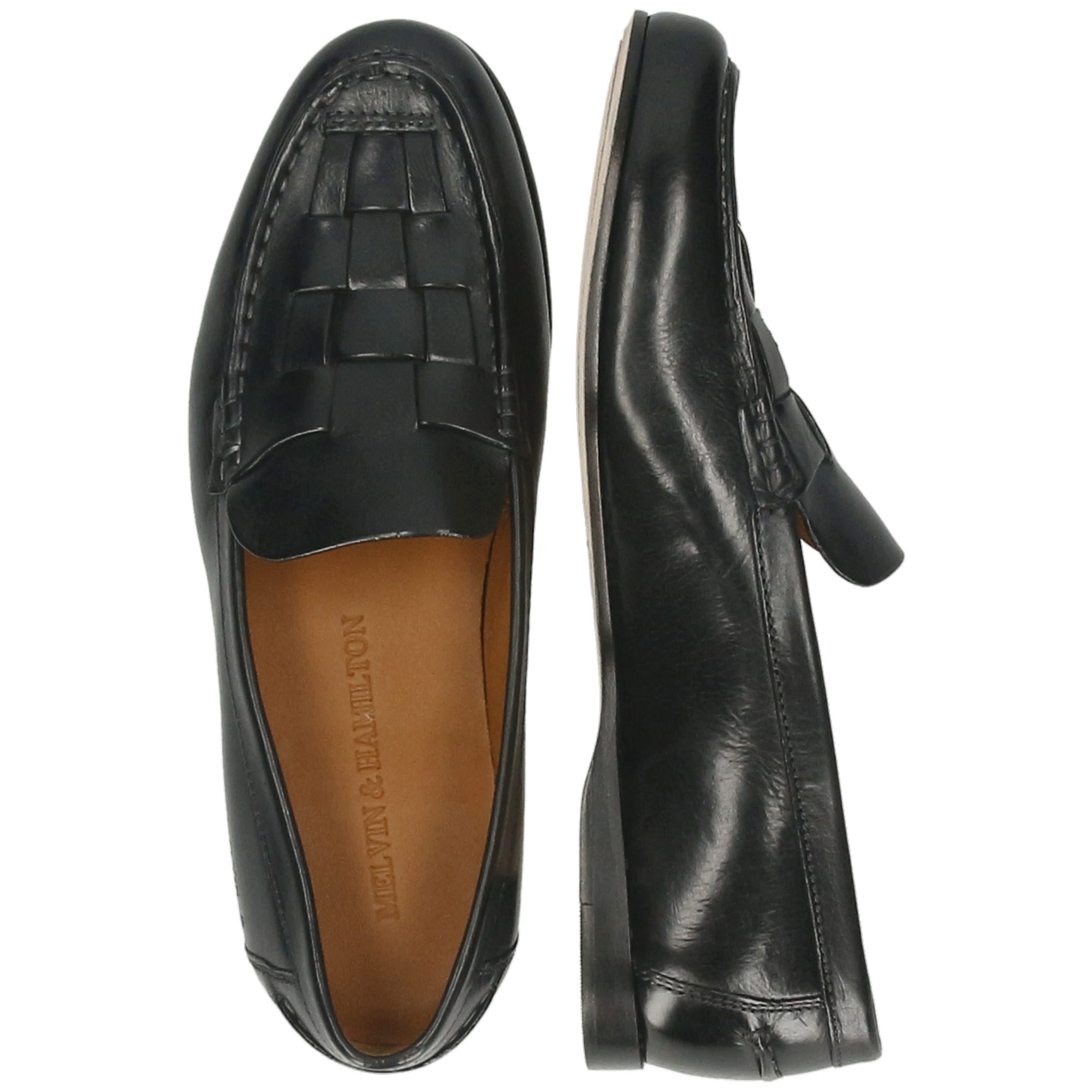 Melvin & Hamilton Julietta 4 Leder-Geflochtene Schuhe für Damen Loafer Flache Absätze, Echtes Leder, Vegetabile Gerbung