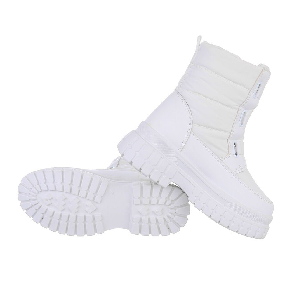 Ital-Design Damen Snowboots Freizeit Snowboots Blockabsatz Plateaustiefeletten in Weiß
