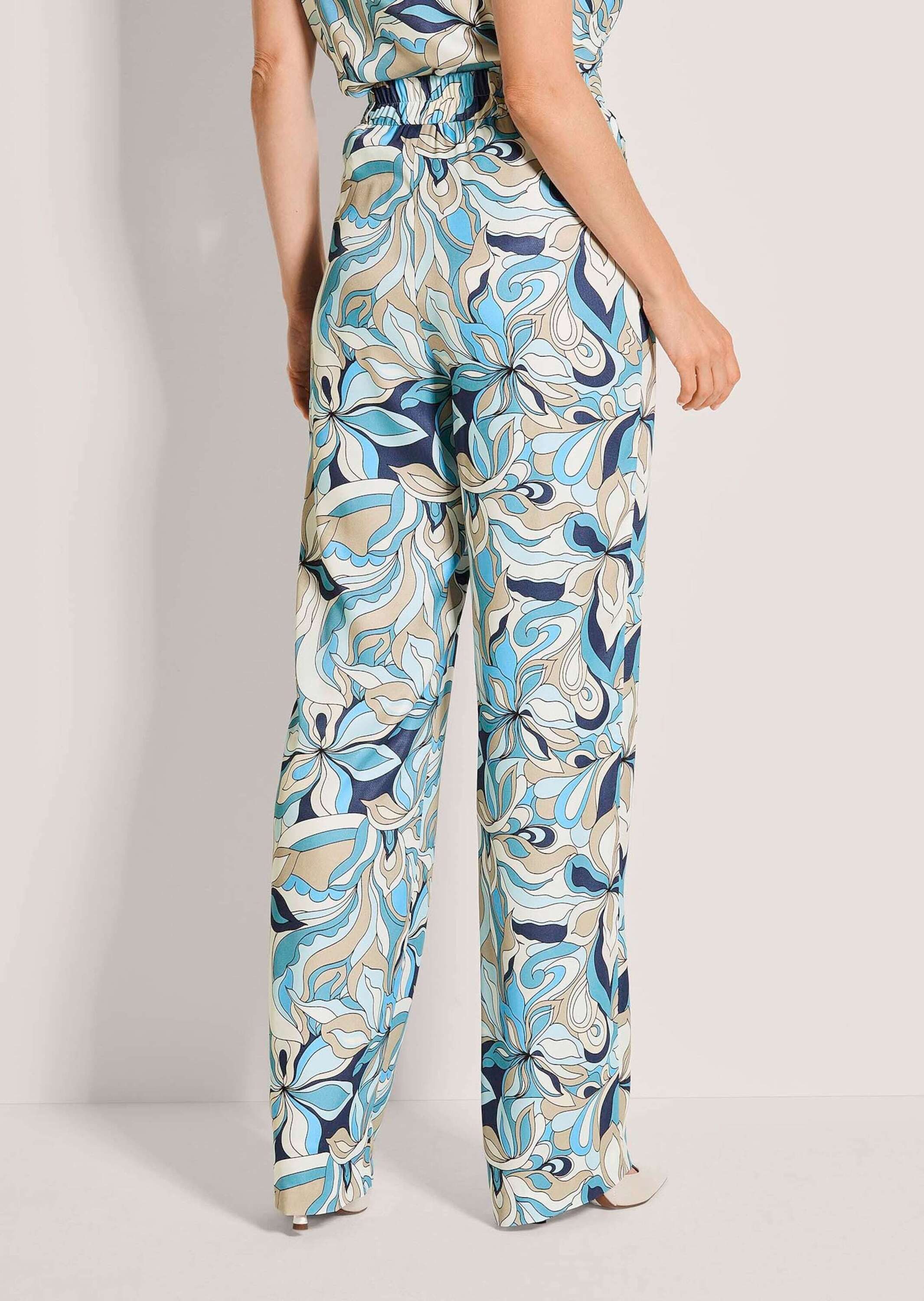 MADELEINE Stoffhose Viskosehose mit floralem Muster Stoffhose mit Teildehnbund, Gürtelschlaufen und Knöchellänge