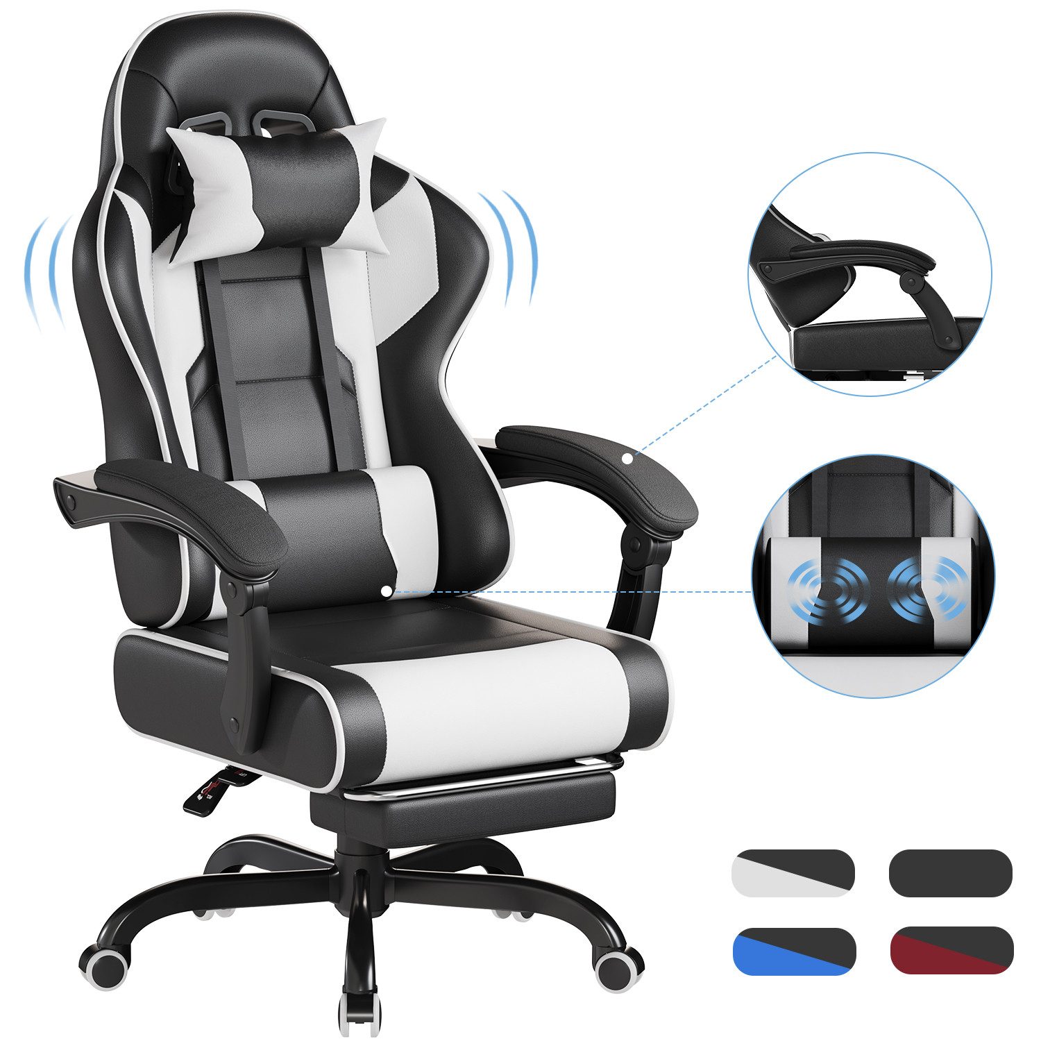 HOMALL Gaming-Stuhl Massage-Spielstuhl, Bürostuhl mit Fußstütze, ergonomisc günstig online kaufen