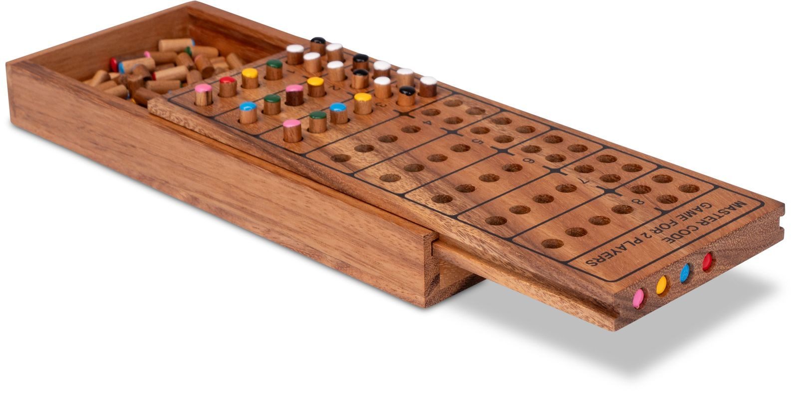 LOGOPLAY Spiel Code Finder mit 8 Reihen, Gesellschaftsspiel, Code Finder für 2 Spieler Spielfeld 21 x 12 cm 4 Farben mit 8