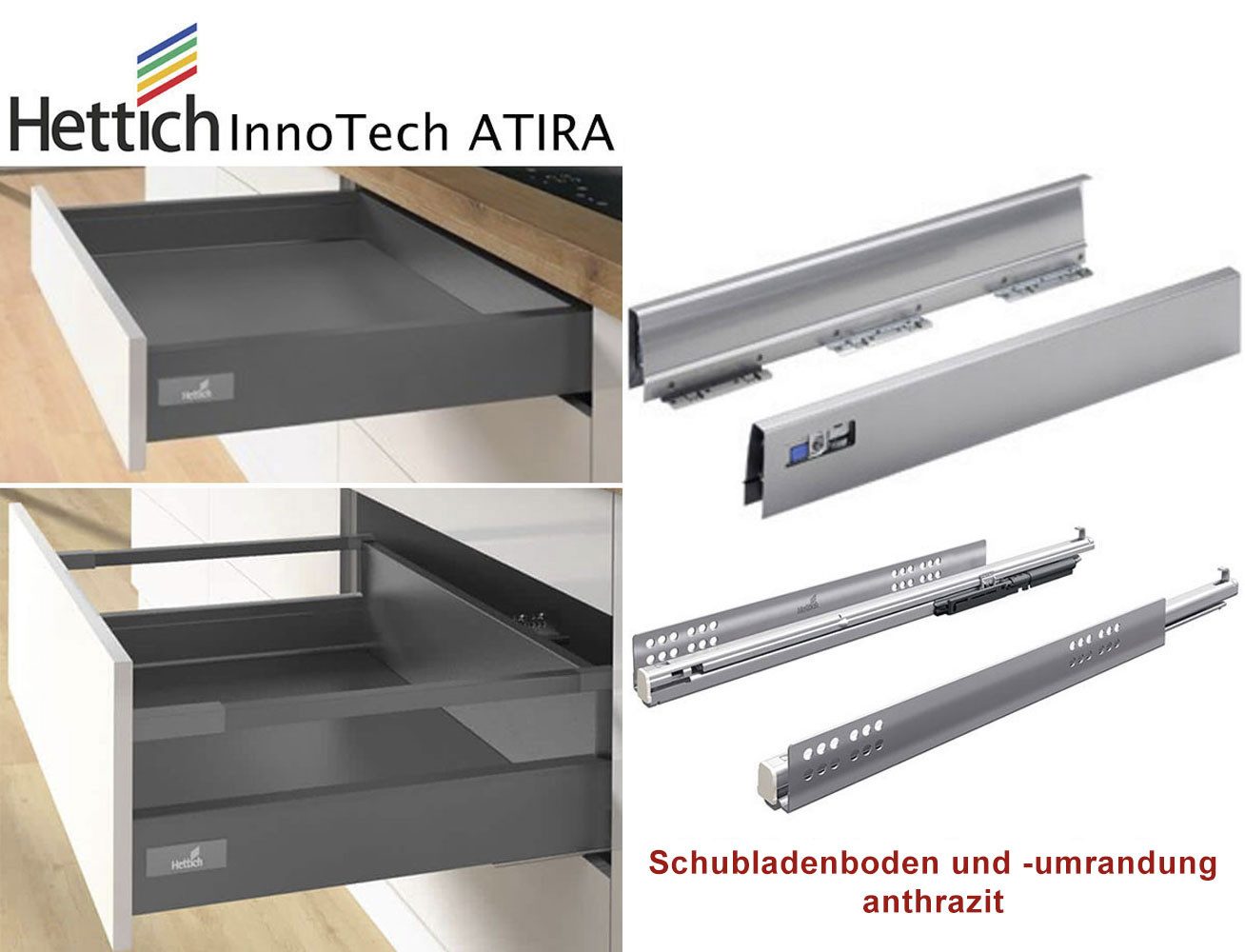 Feldmann-Wohnen Winkelküche Velden, (Schubladen mit Vollauszug + Selbsteinzug (HETTICH Innotech Atira), 365x270x207cm eiche artisan/ schwarz matt - smaragdgrün super matt